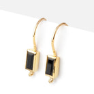 19mm Black Spinel Baguette Ear Wire Set of 2 pieces - Beadsofcambay.com