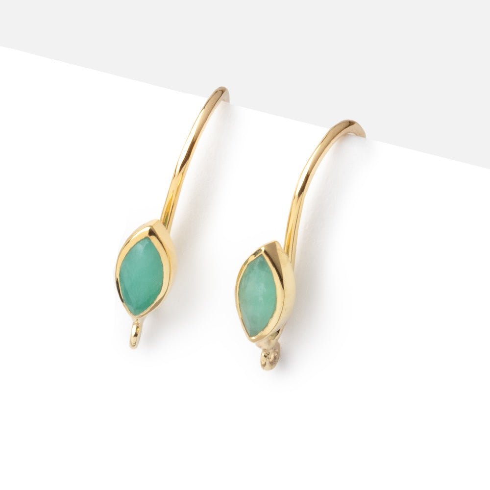 19mm Emerald Marquise Ear Wire Set of 2 pieces - Beadsofcambay.com