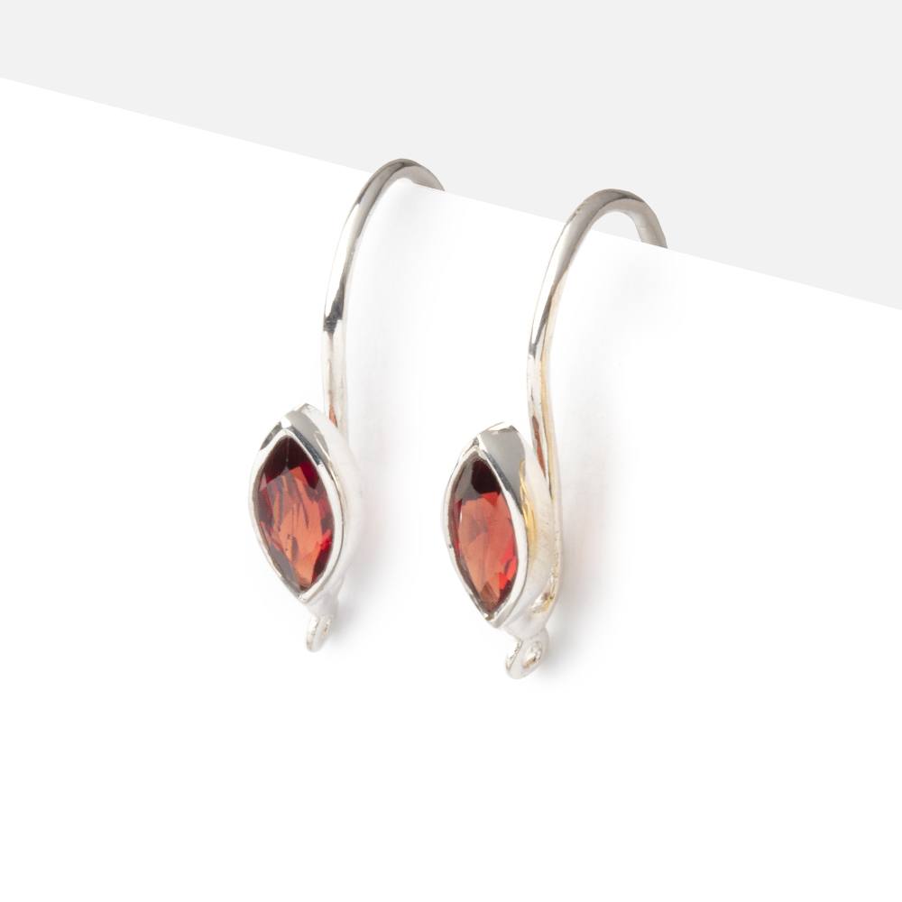 19mm Garnet Marquise Ear Wire Set of 2 pieces - Beadsofcambay.com