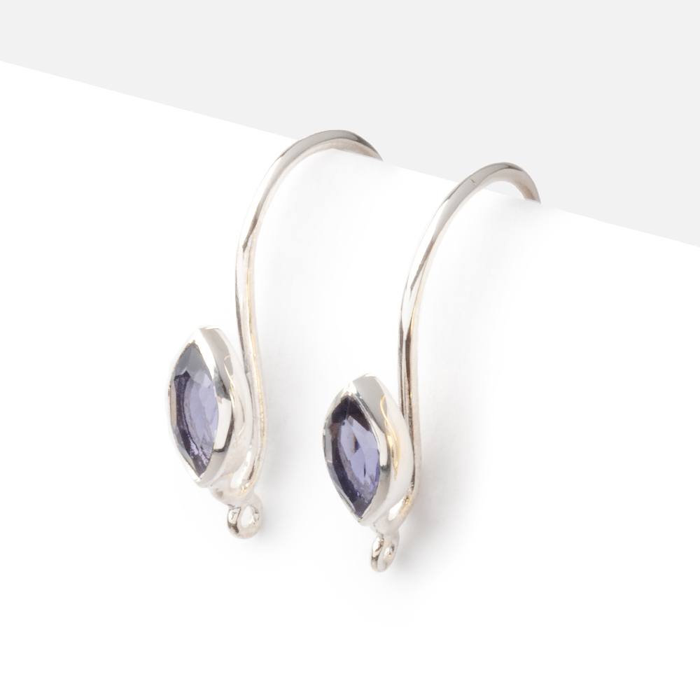19mm Iolite Marquise Ear Wire Set of 2 pieces - Beadsofcambay.com