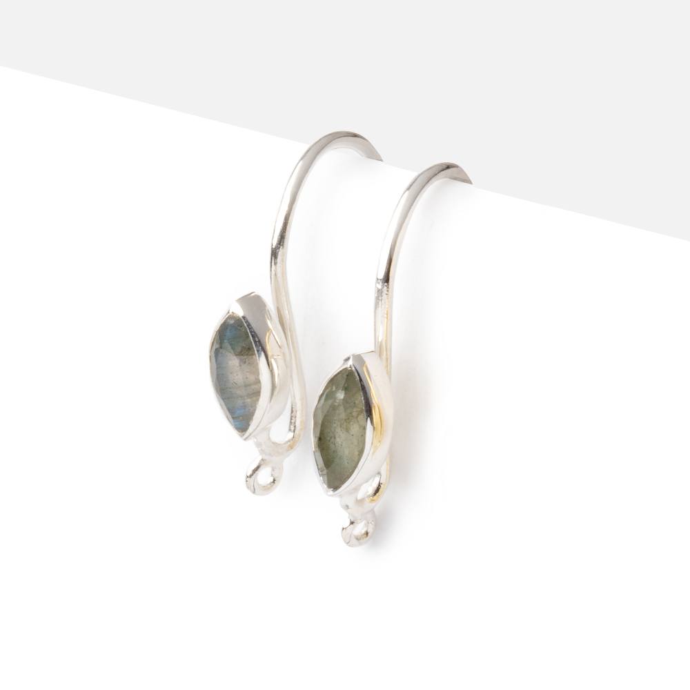 19mm Labradorite Marquise Ear Wire Set of 2 pieces - Beadsofcambay.com
