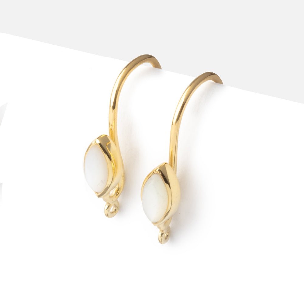 19mm Mother of Pearl Plain Marquise Ear Wire Set of 2 pieces - Beadsofcambay.com
