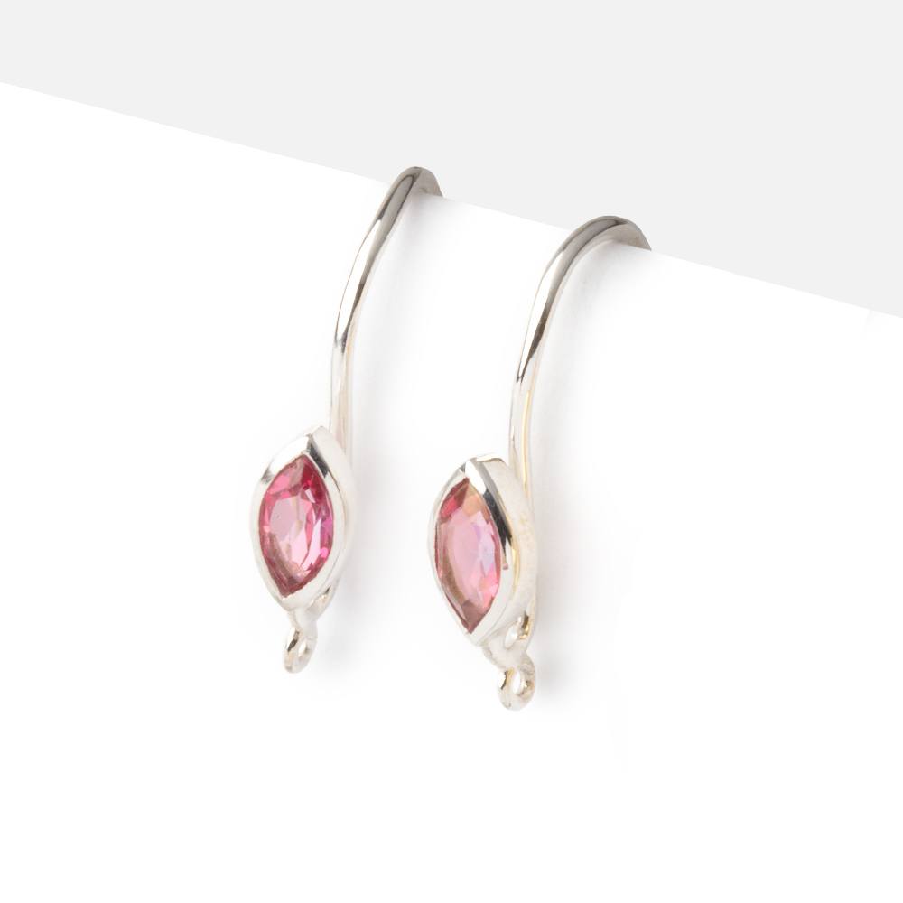 19mm Pink Topaz Marquise Ear Wire Set of 2 pieces - Beadsofcambay.com