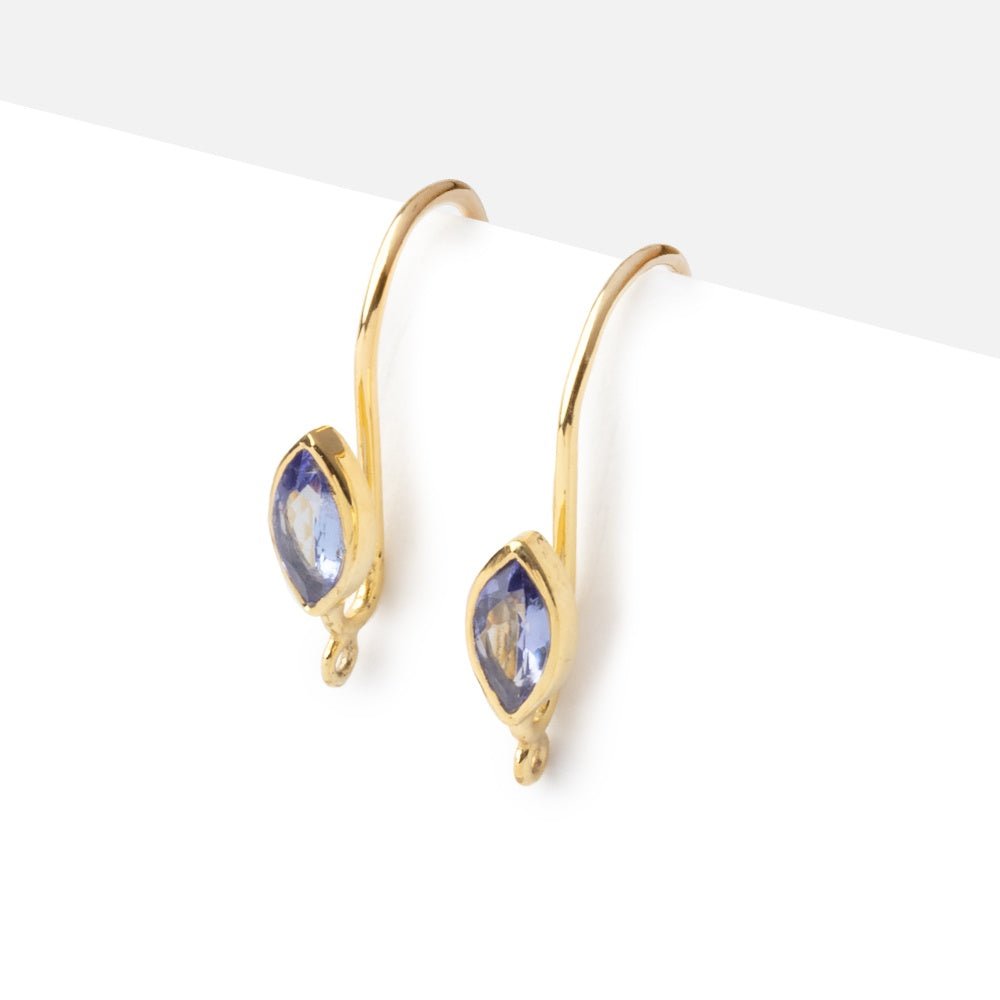 19mm Tanzanite Marquise Ear Wire Set of 2 pieces - Beadsofcambay.com