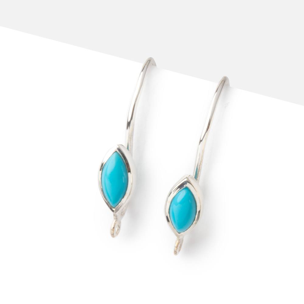 19mm Turquoise Plain Marquise Ear Wire Set of 2 pieces - Beadsofcambay.com