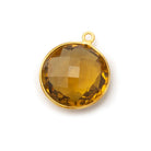19mm Vermeil Bezel Whiskey Quartz Faceted Coin Pendant 1 piece - Beadsofcambay.com