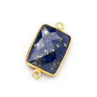 19x14mm Vermeil Bezel Lapis Lazuli Faceted Rectangle Connector 1 piece - Beadsofcambay.com