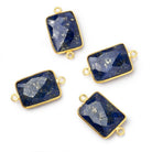 19x14mm Vermeil Bezel Lapis Lazuli Faceted Rectangle Connector 1 piece - Beadsofcambay.com