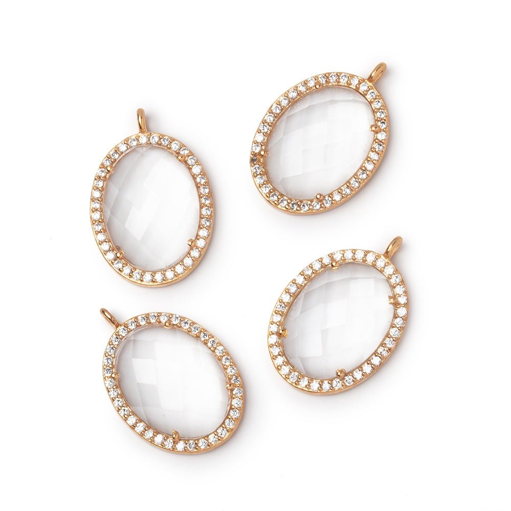 19x15mm Rose Gold CZ Bezel Crystal Quartz Oval Pendant 1 Focal - Beadsofcambay.com