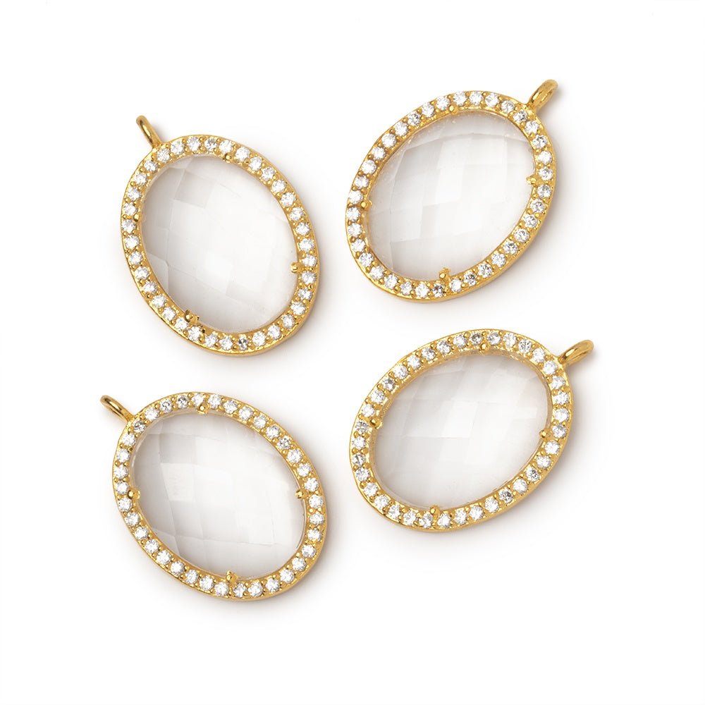 19x15mm Vermeil CZ Bezel Crystal Quartz Faceted Oval Pendant 1 Focal - Beadsofcambay.com