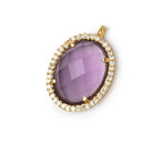 19x15mm Vermeil CZ Bezel Purple Hydro Quartz Faceted Oval Pendant 1 Focal - Beadsofcambay.com