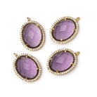 19x15mm Vermeil CZ Bezel Purple Hydro Quartz Faceted Oval Pendant 1 Focal - Beadsofcambay.com