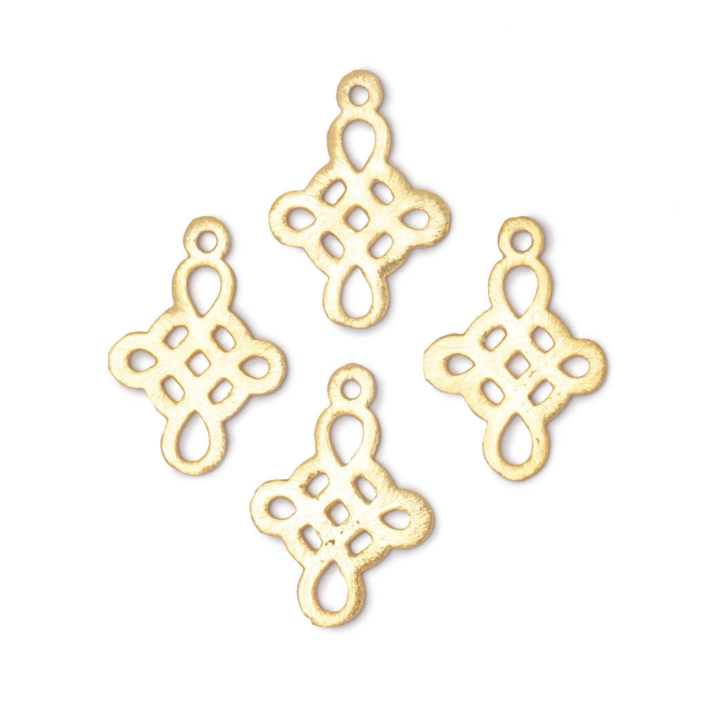 19x16mm 22kt Gold Plated Brushed Filigree Cross Charm Set of 4 pieces - Beadsofcambay.com