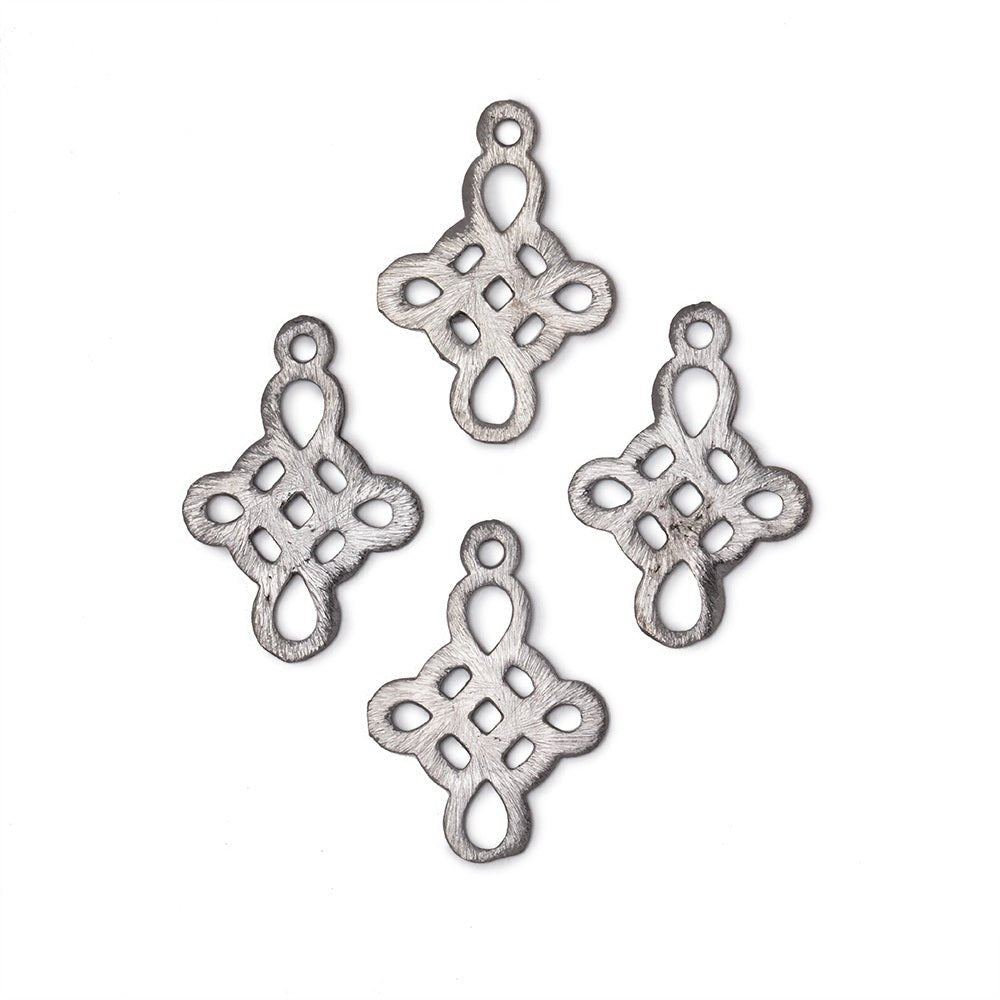 19x16mm Black Gold Plated Brushed Filigree Cross Charm Set of 4 pieces - Beadsofcambay.com
