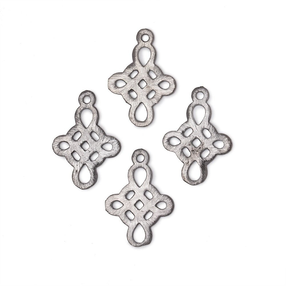 19x16mm Brushed Filigree Cross Charm Set of 4 pieces - Beadsofcambay.com