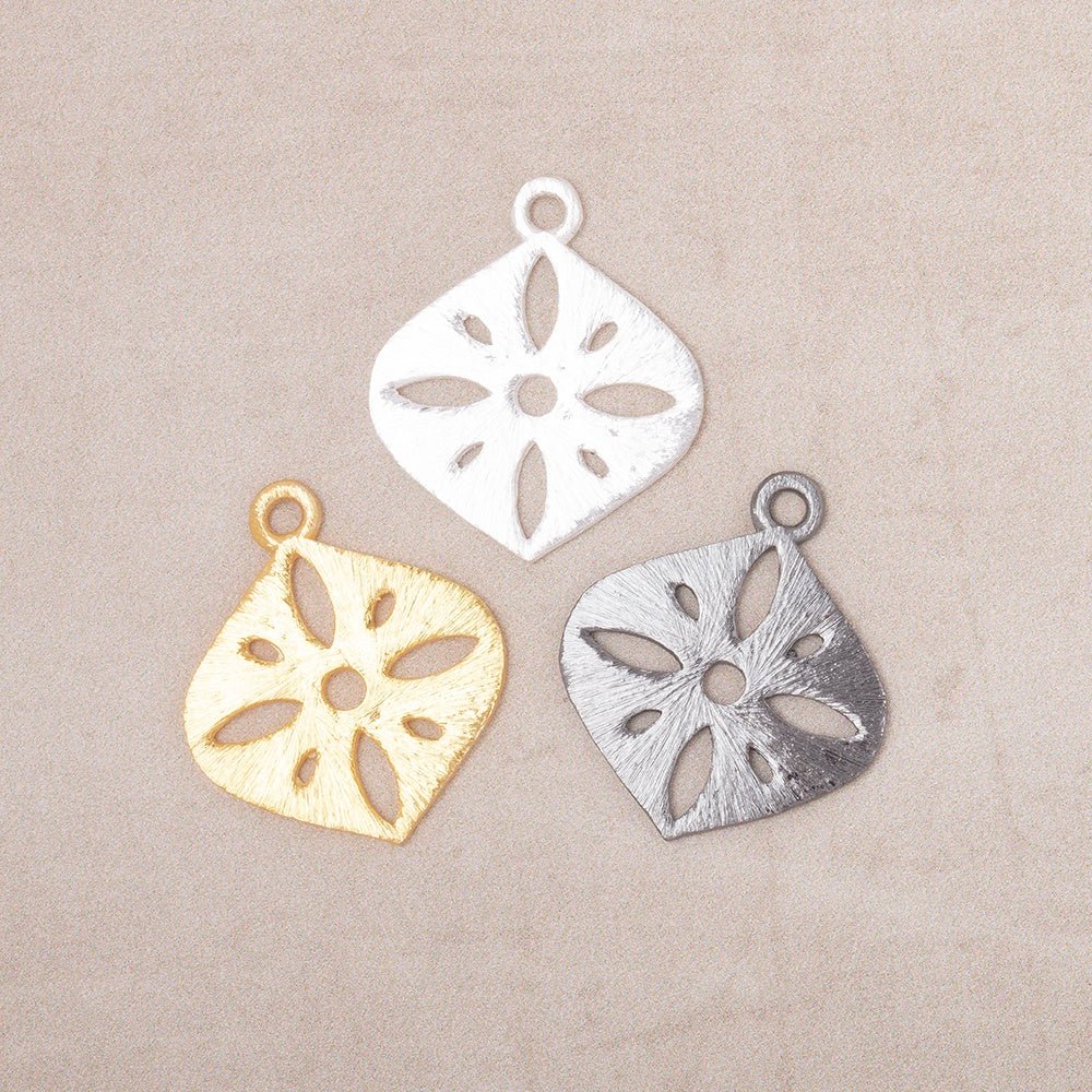 19x19.5mm Brushed Filigree Marquise Charm Set of 4 pieces - Beadsofcambay.com