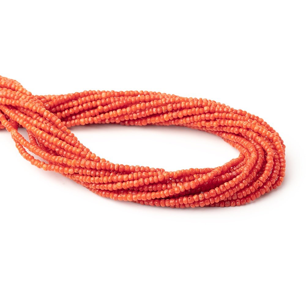 2-3mm Natural Red Coral Faceted Rondelle Beads 18 inch 230 pieces - Beadsofcambay.com