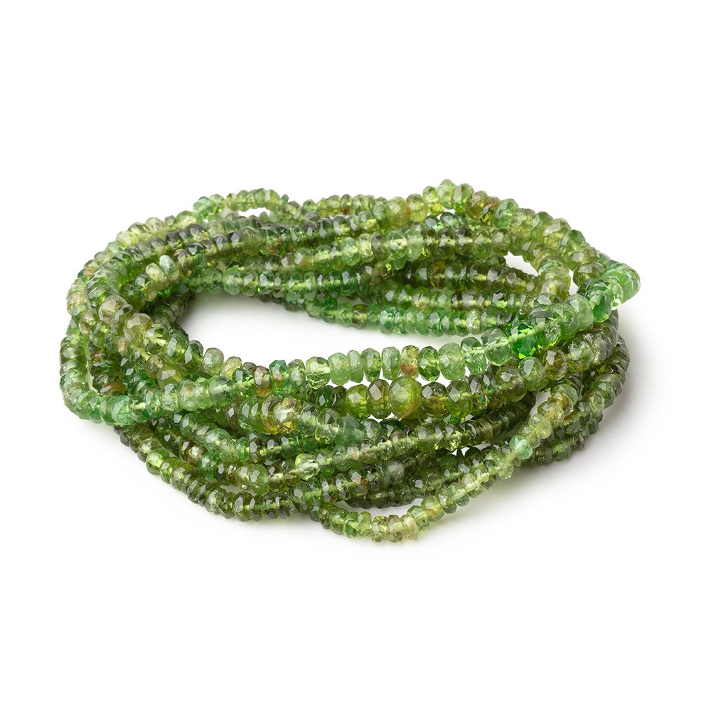 2-4mm Chrome Tourmaline Faceted Rondelle Beads 16 inch 250 pieces - Beadsofcambay.com