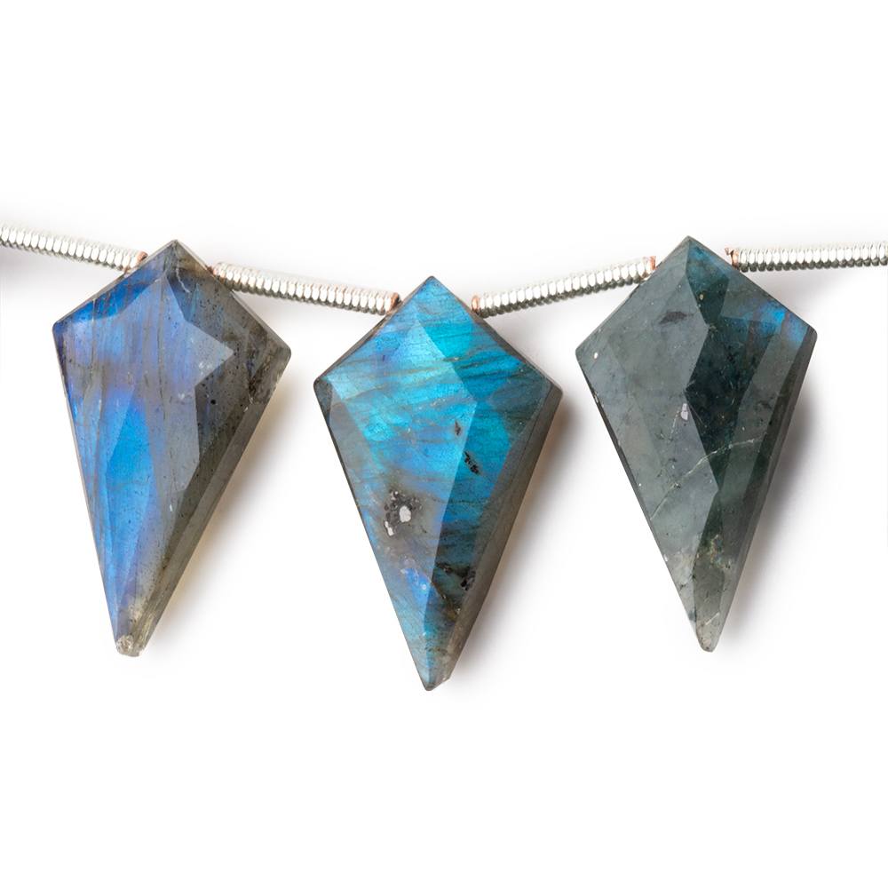 20 - 22mm Labradorite Faceted Shield Beads 7 inch 11 pieces - Beadsofcambay.com