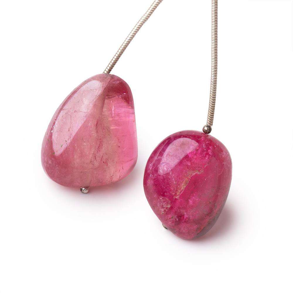 20-22mm Rubellite Tourmaline Plain Nugget Focal Beads Set of 2 AA - Beadsofcambay.com