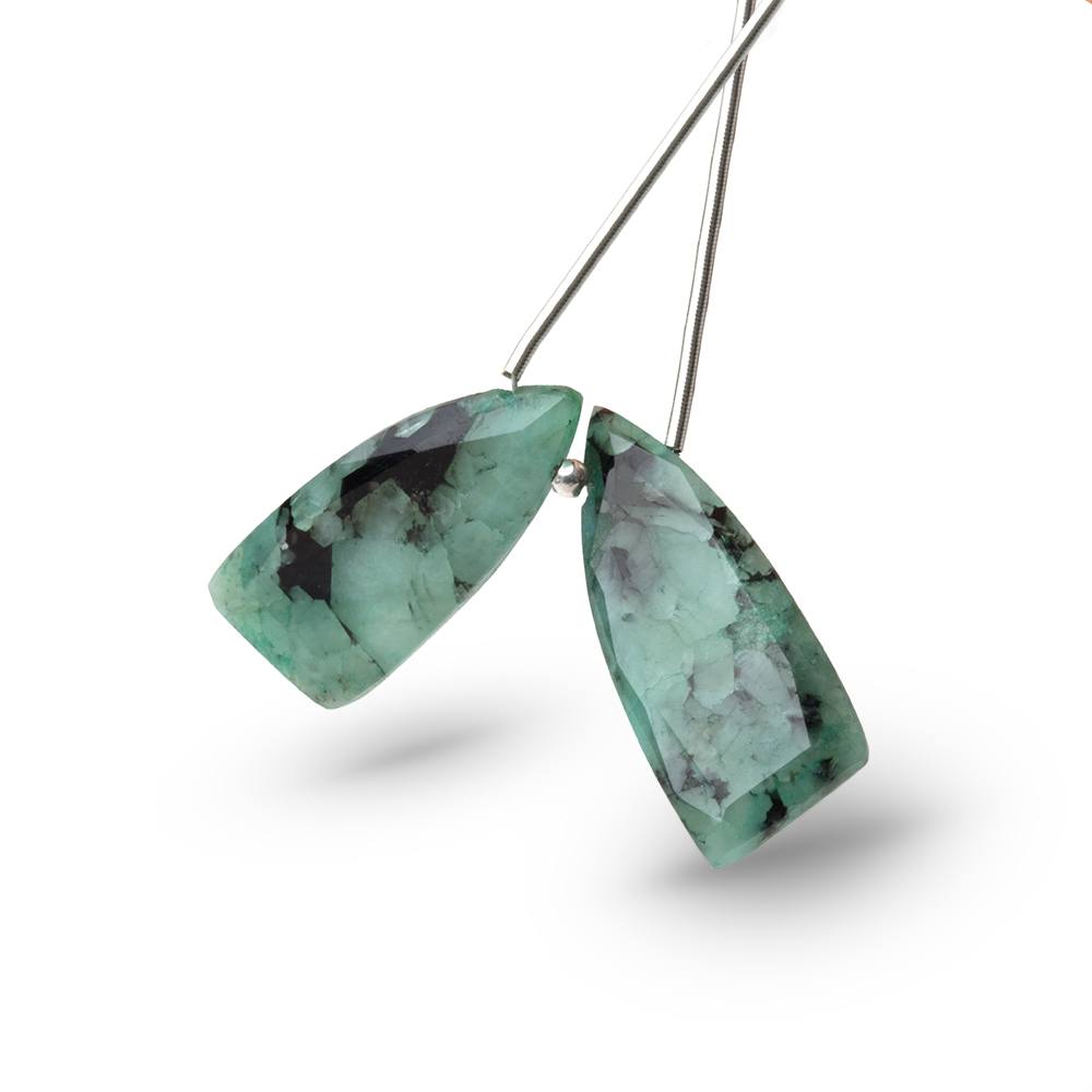 20-24mm Emerald Fancy Shape Briolette Set of 2 Focals - Beadsofcambay.com