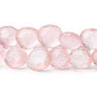 7-14mm Rose Quartz Faceted Heart Beads 7.5 inch 38 pieces - BeadsofCambay.com