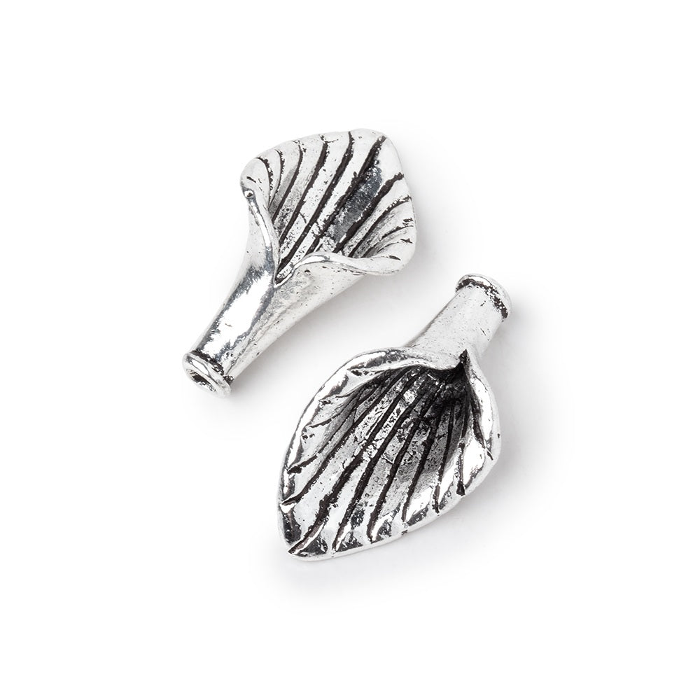 22x12x8mm Antiqued Sterling Silver plated Lily Leaf Cone Finding Set of 2 - BeadsofCambay.com