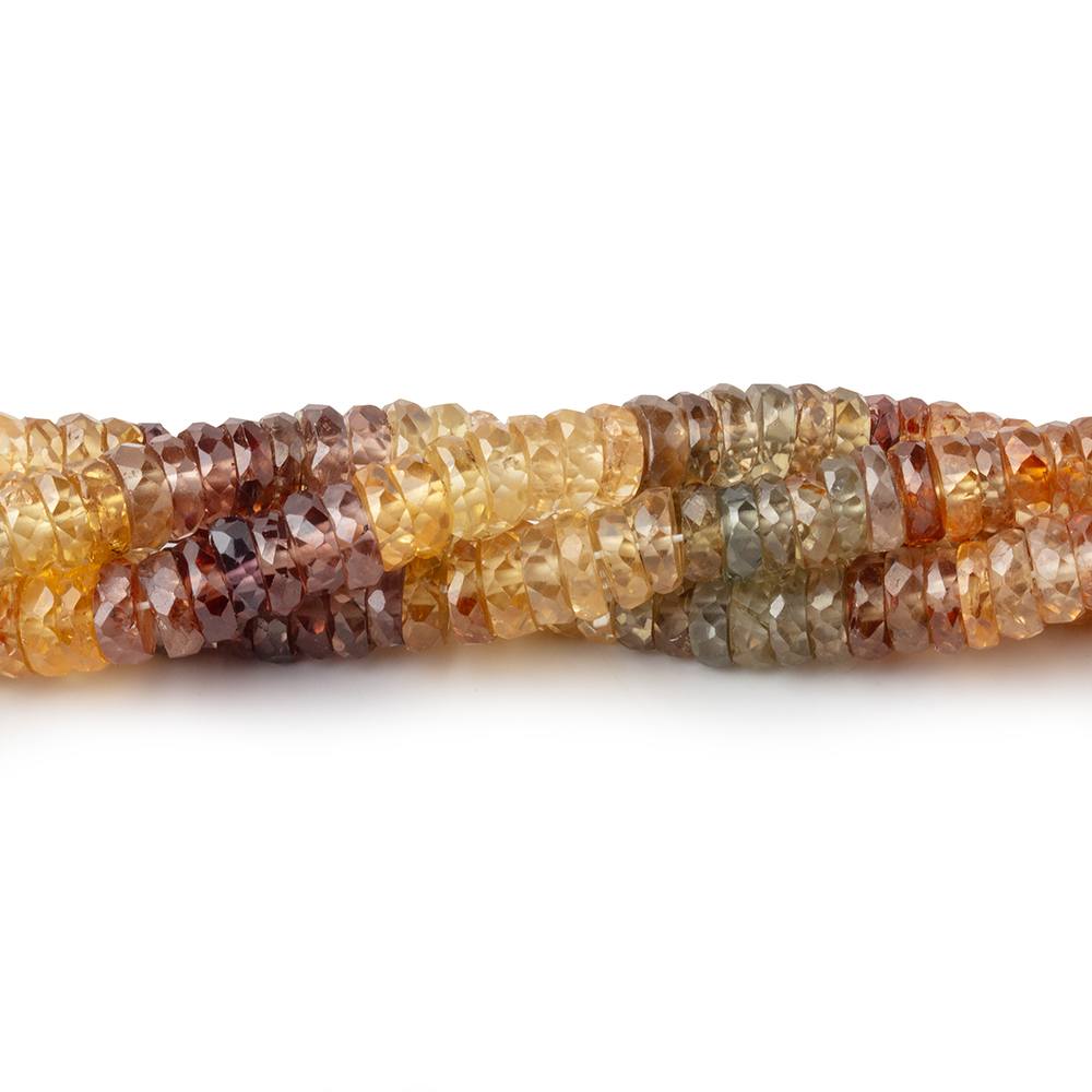 3-5mm Multi Color & Golden Zircon Faceted Heishi 16 inch 245 Beads - BeadsofCambay.com