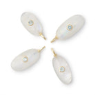 20x10mm Rainbow Moonstone Oval with Bezel Aquamarine Inlay 1 Pendant - Beadsofcambay.com