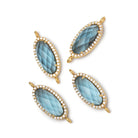 20x10mm Vermeil CZ Bezel London Blue Hydro Quartz Oval Connector 1 Focal - Beadsofcambay.com