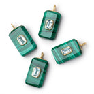 20x12mm Malachite Faceted Rectangle with Bezeled Aqua Inlay 1 Pendant - Beadsofcambay.com
