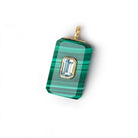 20x12mm Malachite Faceted Rectangle with Bezeled Aqua Inlay 1 Pendant - Beadsofcambay.com
