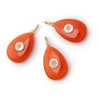 20x13mm Carnelian Pear with Bezeled White Topaz Inlay 1 Pendant - Beadsofcambay.com