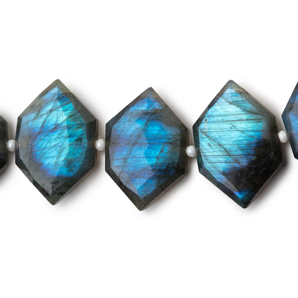 20x13mm Labradorite Faceted Elongated Hexagon Beads 8 inch 14 pieces - Beadsofcambay.com