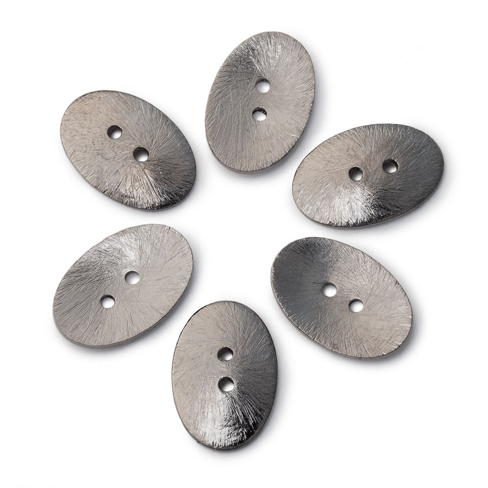 20x14mm Brushed Oval Buttons Set of 6 - Beadsofcambay.com