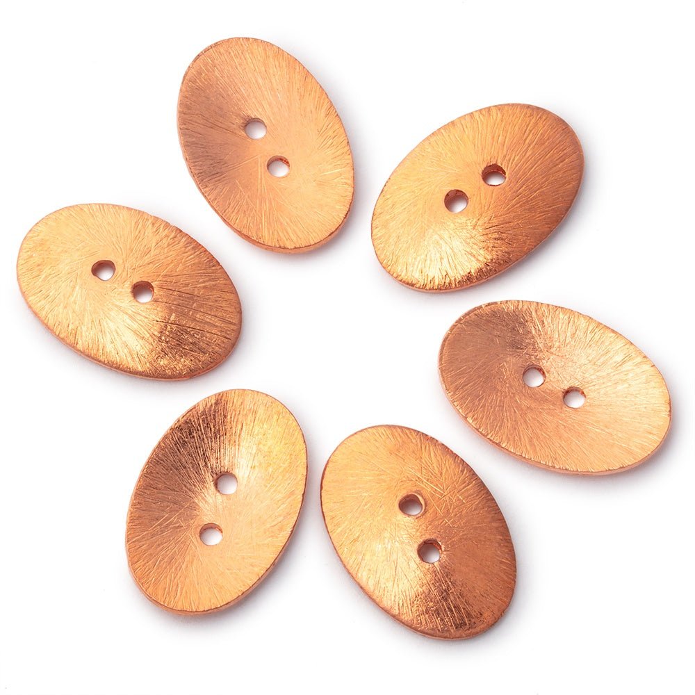 20x14mm Brushed Oval Buttons Set of 6 - Beadsofcambay.com