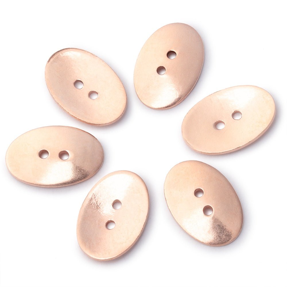 20x14mm Shiny Oval Buttons Set of 6 - Beadsofcambay.com