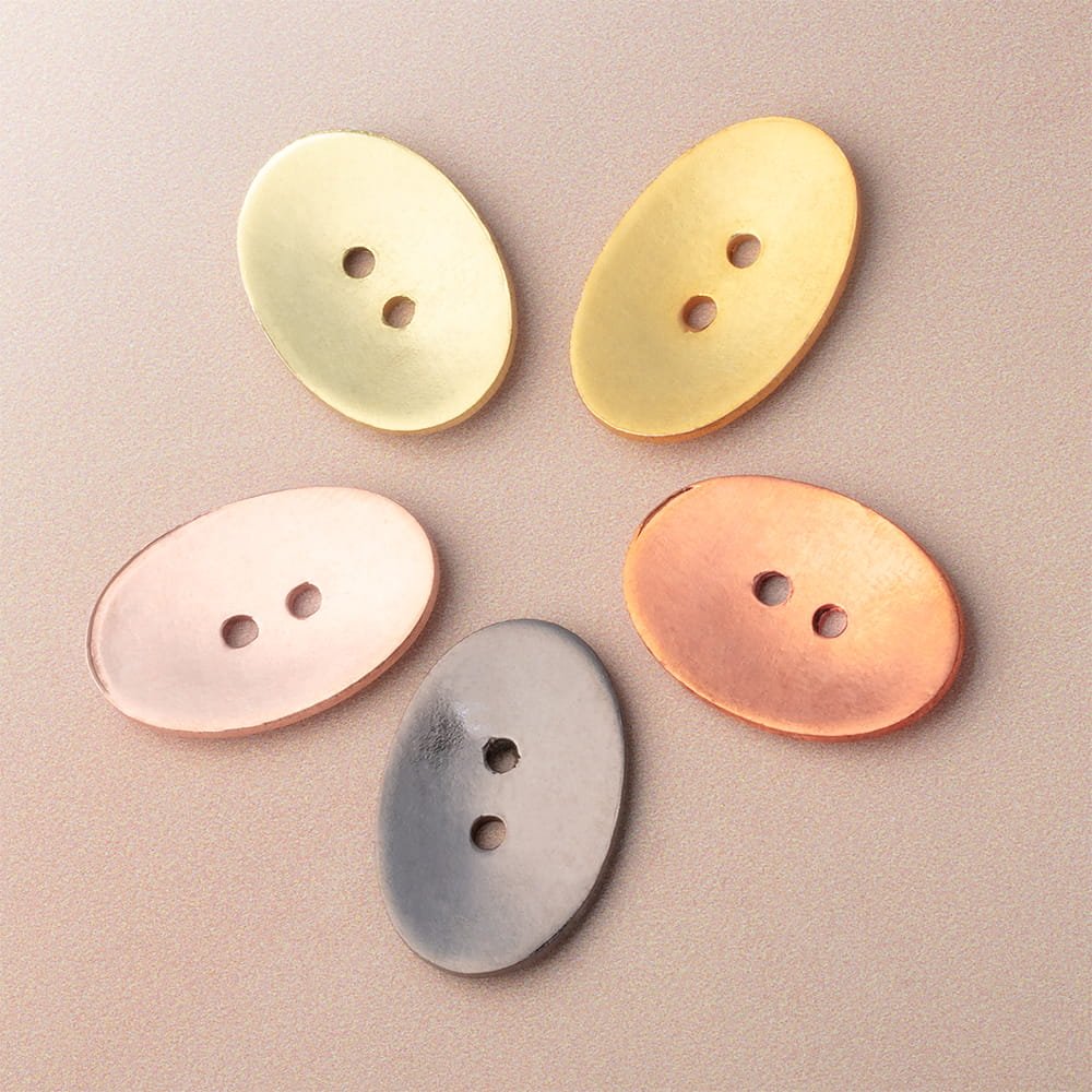 20x14mm Shiny Oval Buttons Set of 6 - Beadsofcambay.com
