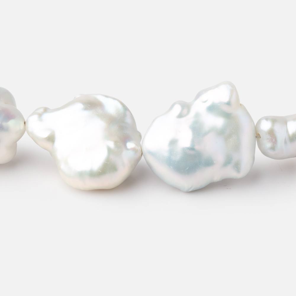 20x16 - 27x17mm White Soufflé Pearls 16 inch 18 Beads AAA - Beadsofcambay.com