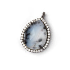 20x16mm Black Gold CZ Bezel Dendritic Opal Faceted Pear Pendant 1 Focal - Beadsofcambay.com