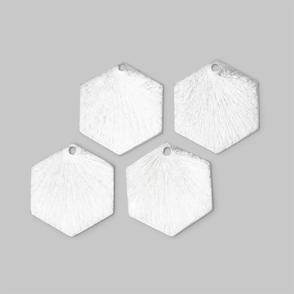 20x18mm Brushed Hexagon Charm Set of 4 pieces - Beadsofcambay.com