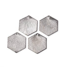 20x18mm Brushed Hexagon Charm Set of 4 pieces - Beadsofcambay.com