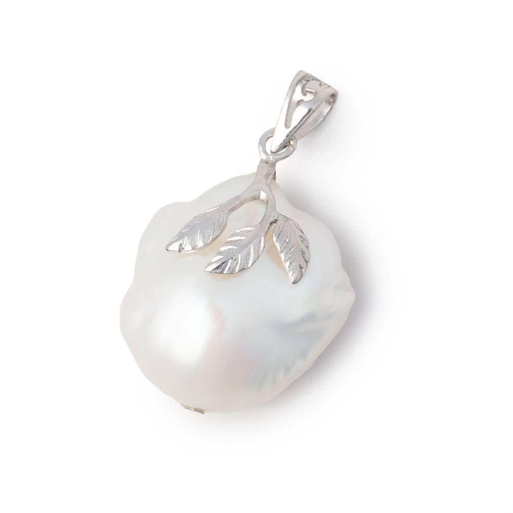 20x19mm .925 Silver Capped White Ultra Baroque Pearl 1 Pendant - Beadsofcambay.com