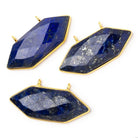 20x40mm Vermeil Bezel Lapis Lazuli Elongated Hexagon Connector 1 piece - Beadsofcambay.com
