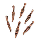20x5mm Feather Pendant Charm Set of 6 pieces - Beadsofcambay.com