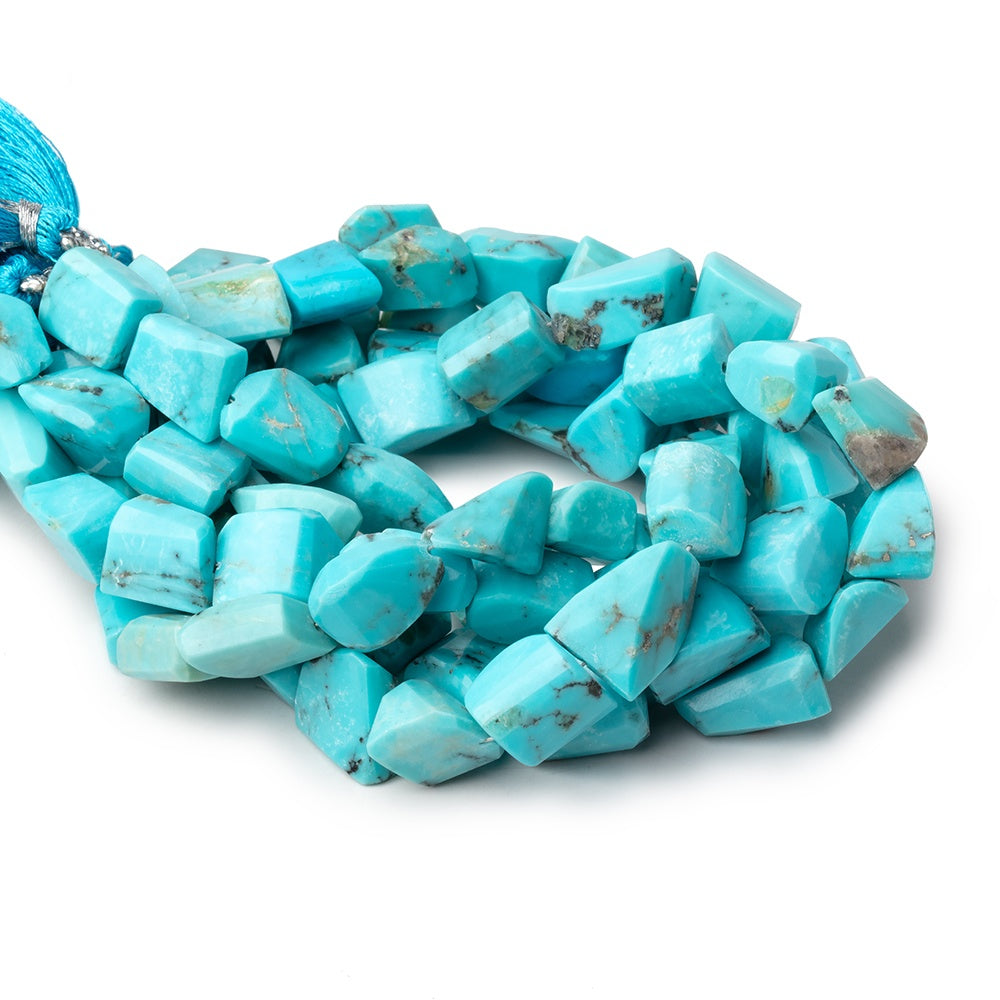 9-16mm Turquoise Faceted Nugget Beads 9 inch 17 pieces - BeadsofCambay.com