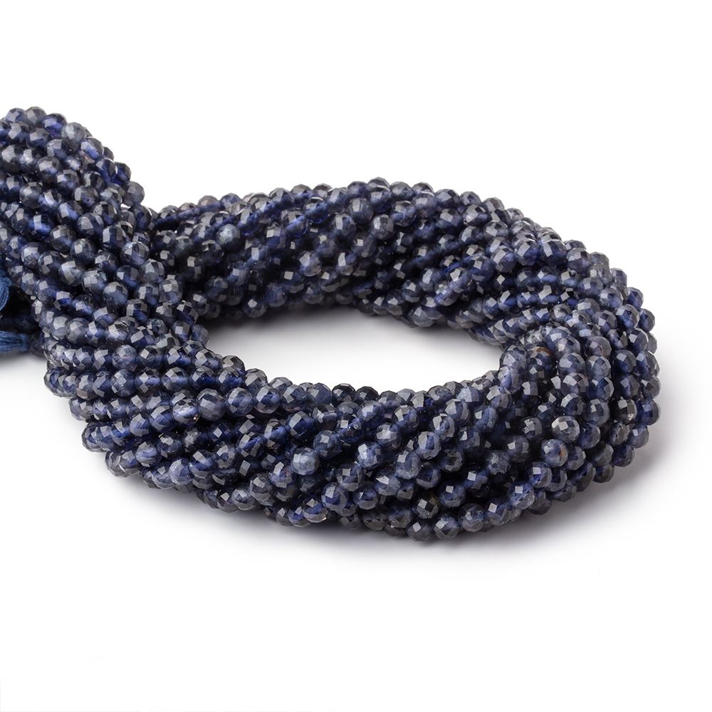 4mm Iolite Micro-faceted round beads 12.5 inch 78 pieces - BeadspfCambay.com