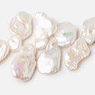 20x17-29x15mm White Top Drill Keshi Freshwater Pearls AA 13.5 inch 40 Beads - BeadsofCambay.com