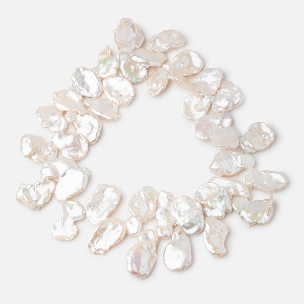 20x17-29x15mm White Top Drill Keshi Freshwater Pearls AA 13.5 inch 40 Beads - BeadsofCambay.com