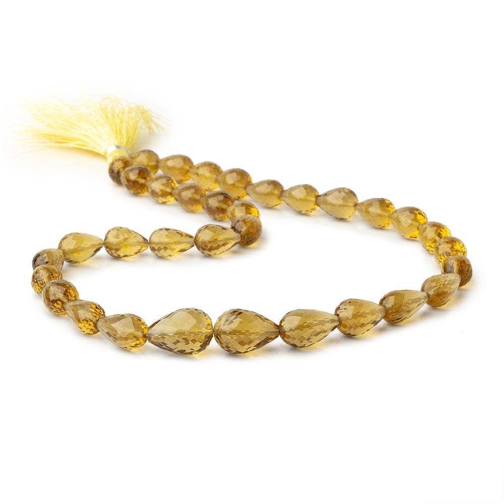 8x10-10x15mm Whiskey Quartz Straight Drill Faceted Tear Drop 16 inch 33 Beads - BeadsofCambay.com